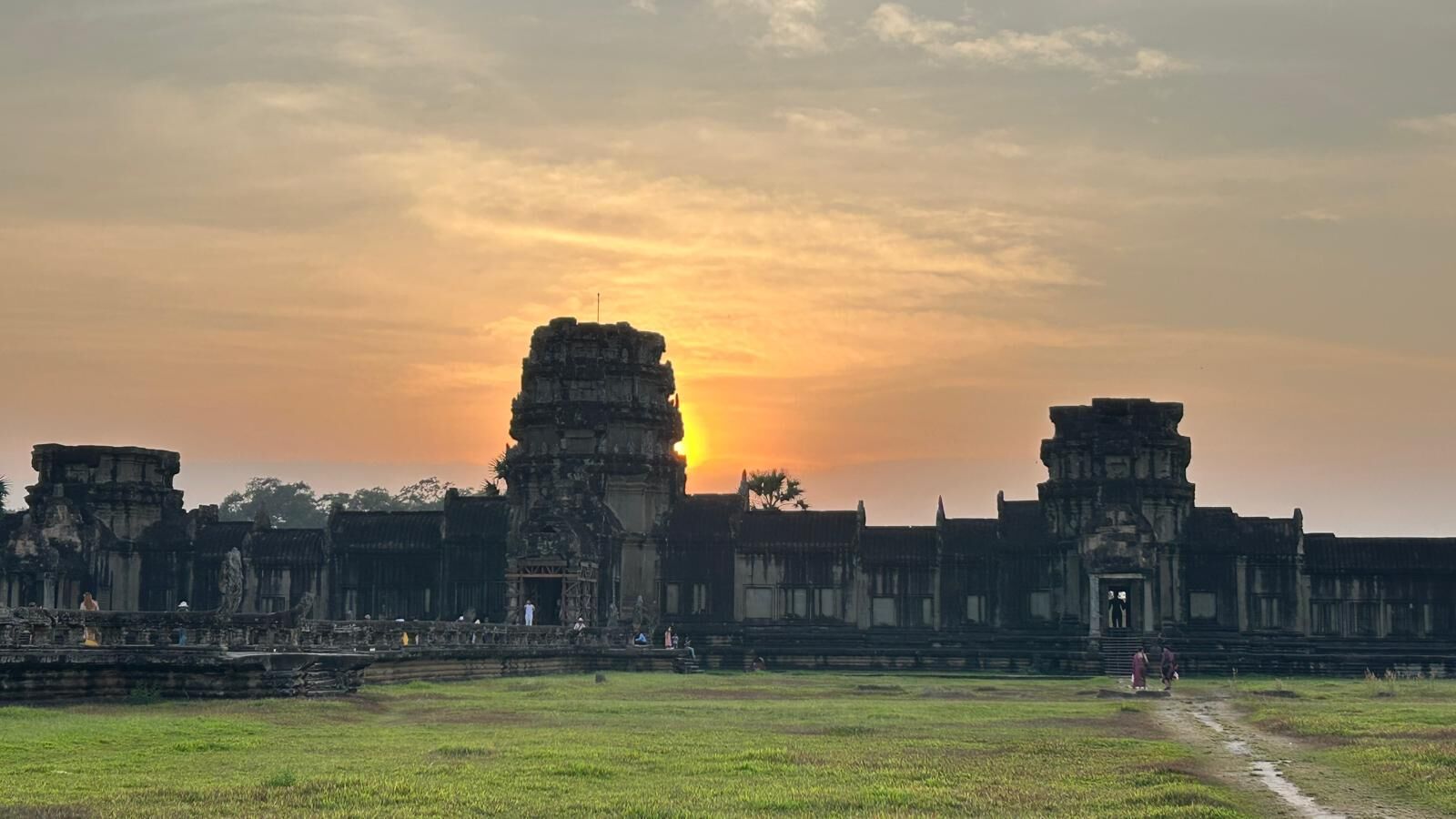 Silhouette of Angkor Wat at sunset