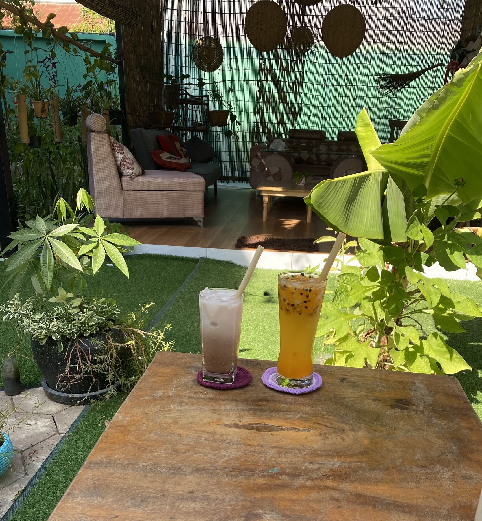 Garden lounge at Bloom Garden with fresh juices